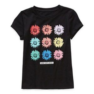Girls Big Plus XXL 20.5 Black Tee Shirt Flowers Rainbow Daisy Thereabouts